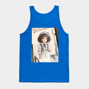 Pencil drawing. Portrait of a little girl Tank Top